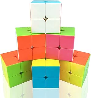 Speed Cube 2x2 Set of 6 Pack, Stickerless, Anti-POP Structure Speed Cubes, Party Toys Puzzle Cubes for Kids, All Ages, Suitable for Beginners and Profession Players