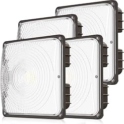CINOTON 40W LED Canopy Lights UL Listed, 100-277V Commercial Canopy Lights Outdoor IP65 Waterproof, 5600LM for Gas Station Garage Warehouse Shop Carport Industrial, 9.5"x9.5" 5000K Daylight 4 Pack