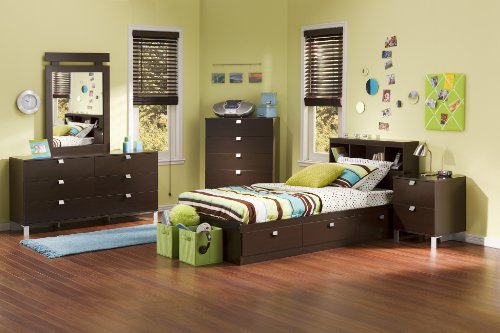 South Shore Spark Mates Bed With Drawers Chocolate, Contemporary & Spark Bookcase Headboard With Storage, Twin 39-Inch, Chocolate #TOP1
