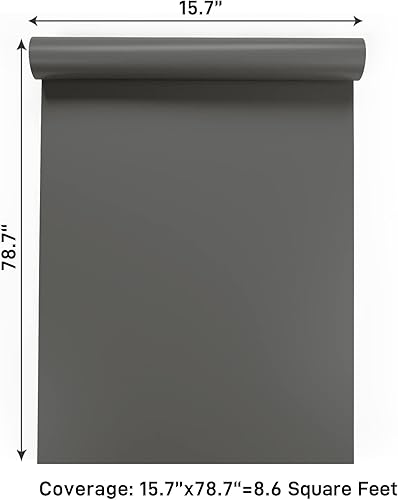 Miniatura 9 de VaryPaper Papel tapiz de 15.7 x 78.7 pulgadas, moderno, color gris, autoadhesivo, extraíble, decorativo, impermeable, para armarios, estantes,