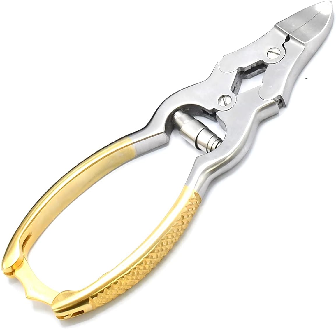 Mycotic Toe Nail Nipper Cutters Clippers Gold- Double Action Heavy Duty Spring Barrel Podiatry Professional Pedicuretool for Thick Nails, Ingrown Toenails, Seniors