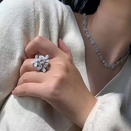 Three Butterflies Flower Ring For Women Girls Dainty Rhinestone Crystal Butterfly Open Statement Rings Engagement Promise Ring Wedding Band Fashion Jewelry Gifts Bff #TOP1