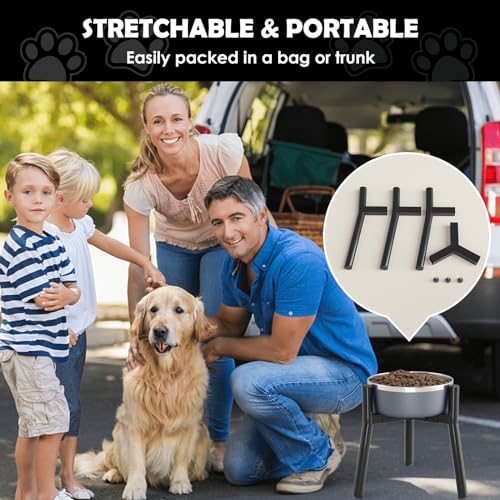 Hundenapfständer für große Hunde, verstellbare Breite, hoch, erhöhter Hundenapf für 17,5–27 cm große Näpfe, Hundefutter, Wasserständer, Futterspender, Metall, einzelner erhöhter Hundenapfhalter, 28 cm