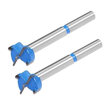 Forstner Drill Bits 17mm, Tungsten Carbide Wood Hole Saw Auger Opener, Woodworking Hinge Hole Drilling Boring Bit Cutter, 2pcs (Blue, Gray)