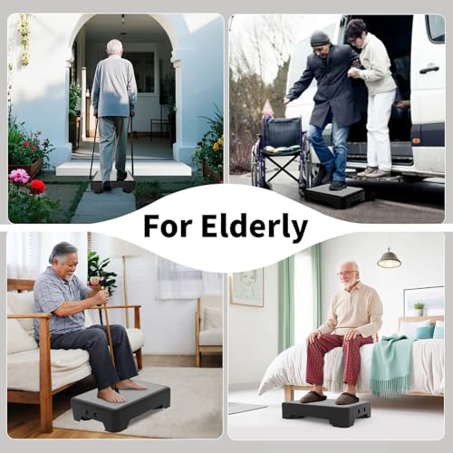 Image of Adjustable Step Stool for Adults, Toddler Step Stools, 660 LBS Capacity Non-Slip Safety Step Platform for Elderly and Kids, Portable Stair Assist for Cars, Bedside, Kitchen, and Shower, Grey