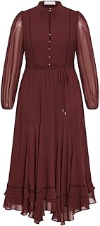 Women's Plus Size Dress - Ruffle Maxi Dress Chocolate - Buy now