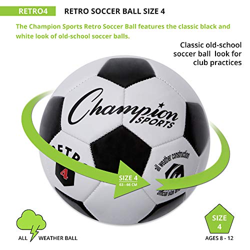 Image of Champion Sports Retro Ball (Black /White, Size 4)