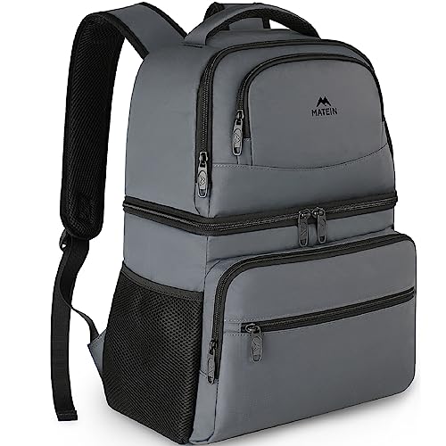 Image of MATEIN Cooler Backpack, 26 Cans Insulated Lunch Backpack for Men Women, Leakproof Double Layer Lunch Cooler Bag Lightweight Soft Lunch Backpack with Cooler Compartment, Beach Camping Hiking Beer Gifts