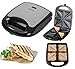 XXL 4er Sandwichmaker | Edelstahl Sandwichtoaster | Sandwich Maker | Waffeleisen | Paninitoaster | Elektrogrill | 1500 Watt | 8 Sandwichecken | Antihaftbeschichtung | Cool-Touch-Gehäuse | Thermostat