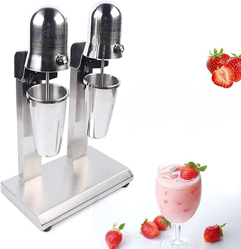 Milkshake Maker - Máquina de batidos de doble cabeza de acero inoxidable de 560 W, 14000 RMP de alta velocidad eléctrica comercial con taza de 22.0