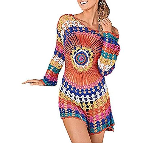 EDOTON Traje de Baño, Vestido de baño de Bikini con Encaje de Crochet y Espalda Abierta de Mujer Cover