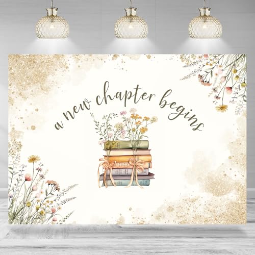 Rsuuinu Bridal Shower Backdrop A New Chapter Begins Floral Books