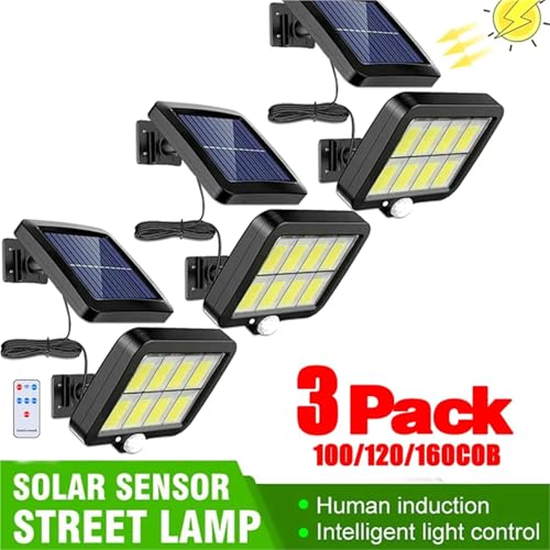 Foco solar split de 120 COB con sensor de movimiento y 3 modos de iluminacion para jardin 3