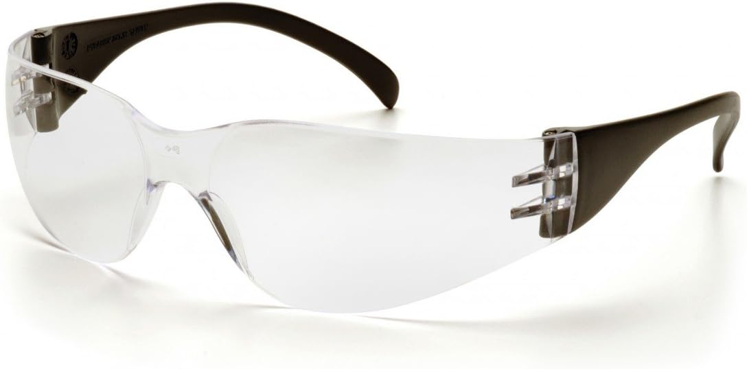(12 Pair) Pyramex Intruder Glasses Black Temples/Clear-Hardcoated Lens (SB4110S)