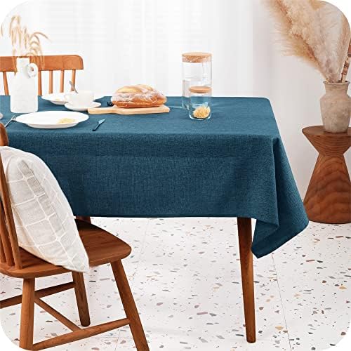 Amazon Brand - Umi Tablecloth Wipeable Faux Linen Water Resistant Tablecloth Rectangular Table Cover for Birthday 137x200cm Taupe