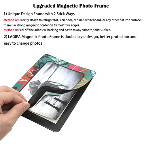 Lagipa 5Pcs Magnetic Picture Photo Frame 4X6 For Refrigerator/Home/Office/Wall, Magnetic Photo Pocket Display Frame, Fridge Picture Magnets Locker Decor, Magnet & Self-Adhesive 2 Stick Way #TOP4