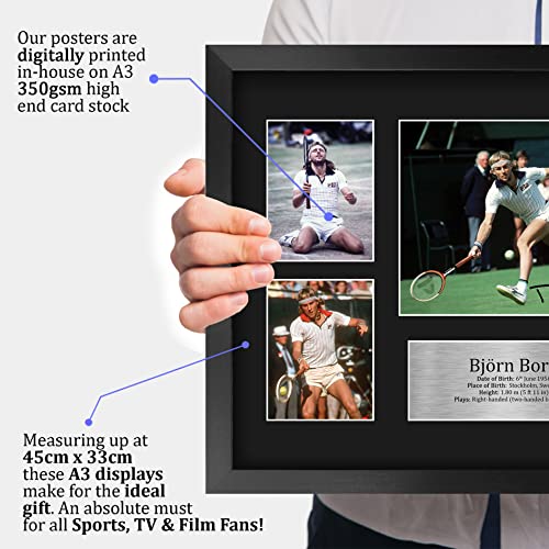 HWC Trading Bjorn Borg Tennis 16 x 12 inch (A3) Printed Gifts Signed Autograph Picture for Memorabilia Fans - 16" x 12" Framed