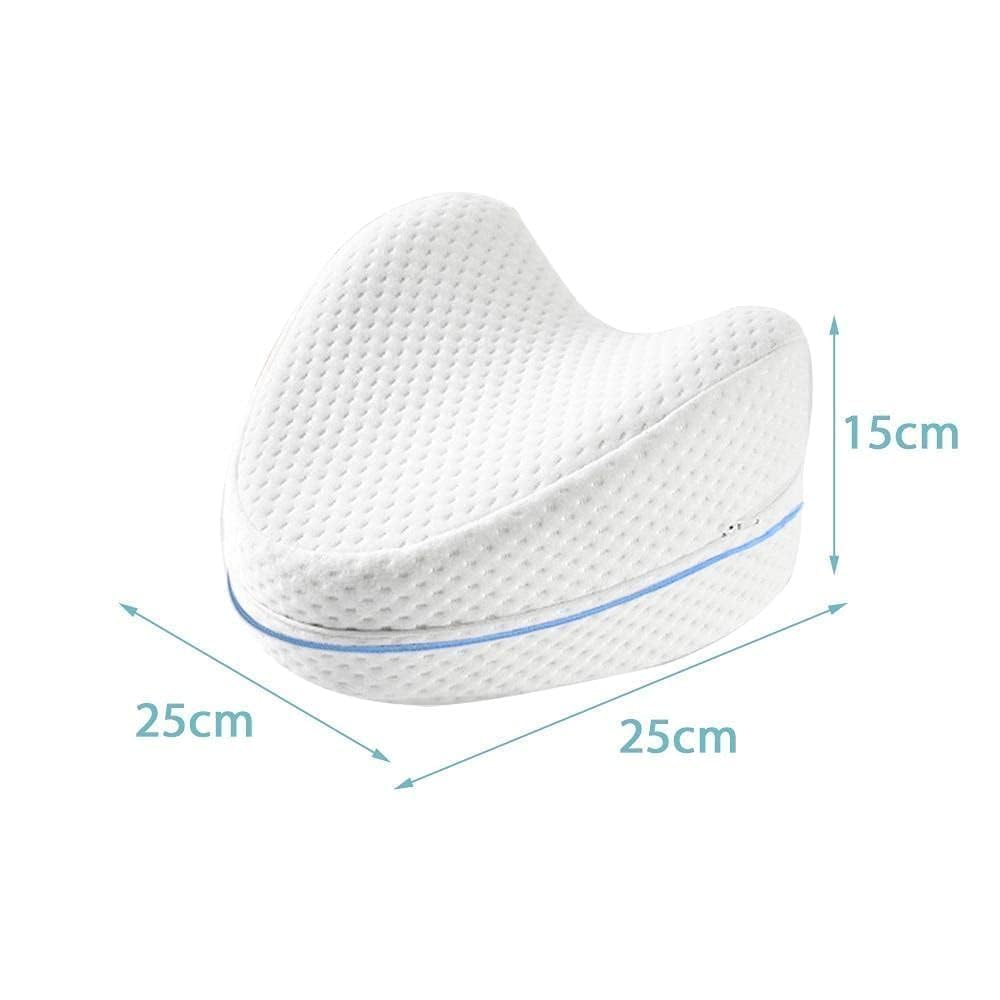 KANVIPRIYA Knee Pillow for Side Sleepers Orthopaedic Leg Pillow for Painless Sleep Ergonomic Positioning Pillow Made of Visco-Elastic Memory Foam Breathable Cover Washable 1