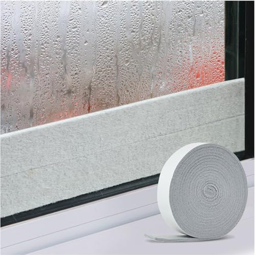 Condensate Water Absorption Tape for Window - Condensation Moisture Absorber Strip Grey Water Barrier Condensation Absorber for Home 1.18inch*157inch