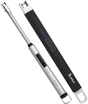 SUPRUS Electric Candle Lighter USB Type C Rechargeable Lighter Steel Shell & Hanging Hook with 360 Flexible Neck