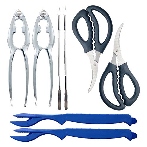 Luckkyme Seafood Tools, Lobster Crab Crackers Lobster Shellers Seafood Forks Seafood Forks(8 Pieces)