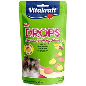 Vitakraft Drops Mini Banana & Cherry Flavor Dwarf Hamster, Rat, and Mouse Treat, 2.5 oz, Multi