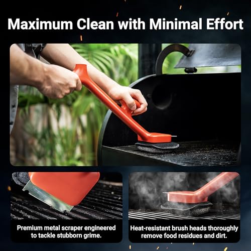 Image of ThermoMaven BQ03 Grill Brush Replaceable Cleaning Head, Safe Bristle-Free BBQ Cleaning Tool, Barbecue Grill Cleaner, 6 Pcs Refill, Only for BQ03