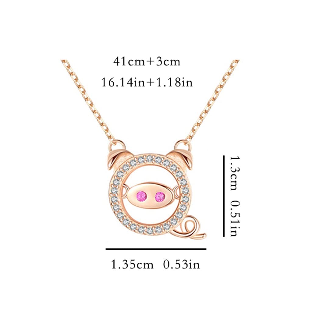 Collane Collane in Argento Sterling, collane di Lusso Leggero per Le Donne, modellistica Creativa porcellino squisita, Lunghezza Totale 16.14in Collana da Donna