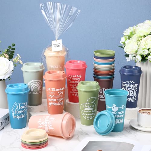 LemonRoad 30 Set Teacher Appreciation Gifts Bulk Graduation Gifts for Women 16 oz Teacher Appreciation Cup with Lid Card and Bag Thank You Gift for End of The Year(Vivid,Vivid Colors) by LemonRoad - Used condition - Image 5