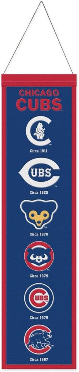 WinCraft Chicago Cubs Banner Wool 8x32 Heritage Evolution Design, Blue