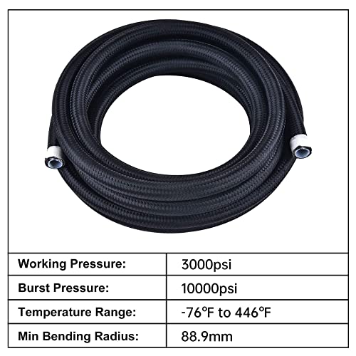 Evil Energy 6An 3/8" Ptfe Ls Swap Efi Fuel Line Fitting Kit, E85 Nylon Braided Fuel Hose 25Ft #TOP3