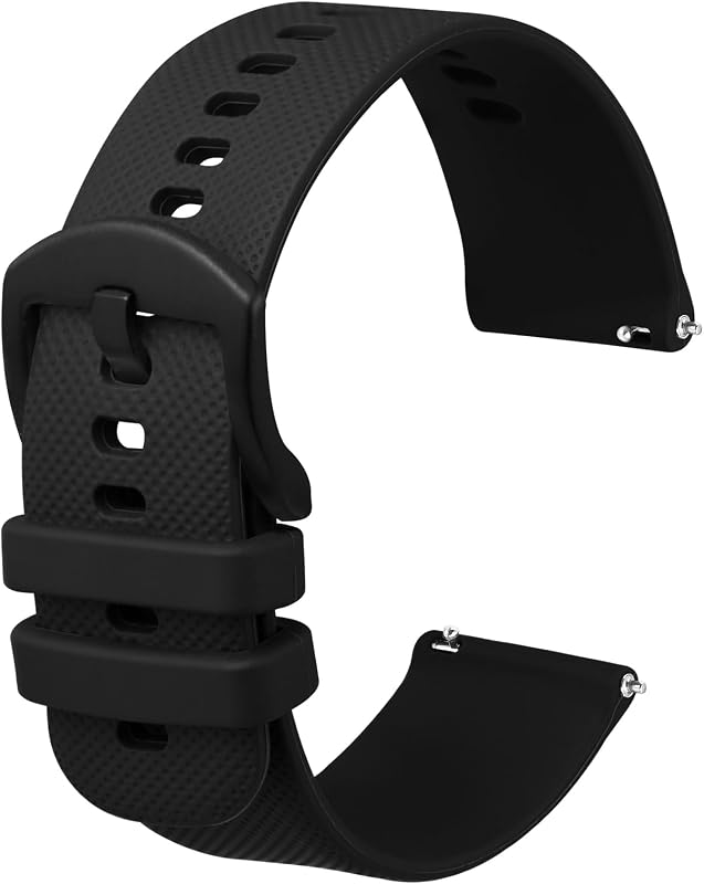 Anbeer Correa de reloj de silicona 16 mm, 18 mm, 20 mm, 22 mm, 24 mm, 19 mm, 21 mm, correas de reloj de goma de liberación rápida para hombres y mujeres, hebilla de acero inoxidable