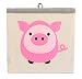 Large Collapsible Cube Storage Bin :: 100% Jute Canvas Toy Basket for Baby Items, Kids' Clothes & Much More, 13" x 13" Square, with Adorable Felt Animal Design, Pig, Pink by Grey Bee
