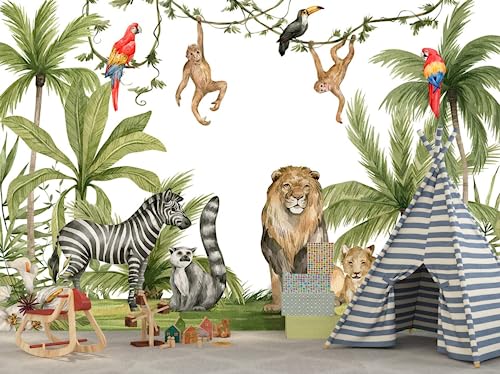 Naturempress Papel Pintado Pared 3D Papel Tapiz Estilo Pintado A Mano Jungla Animal Fotomurales 3D Tv Fondo Pared Moderno Dormitorio Murales