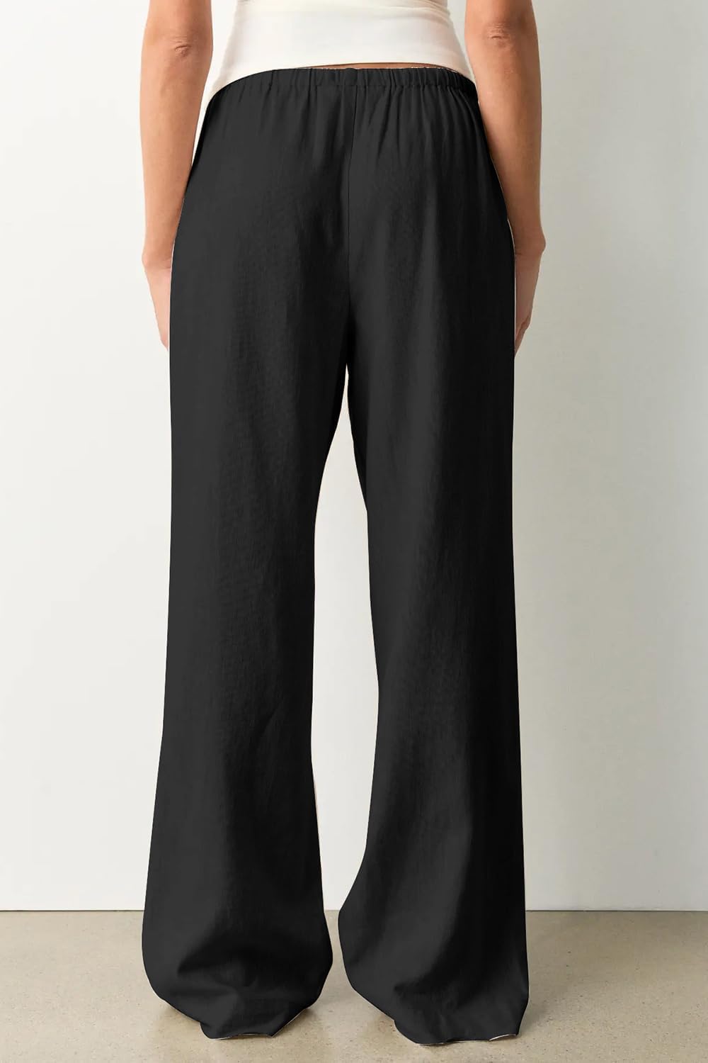 CHYRII Women's Summer Casual Wide Leg Pants Cotton Linen Palazzo Pants Beach Vacation Trouser with Pockets - Image 5