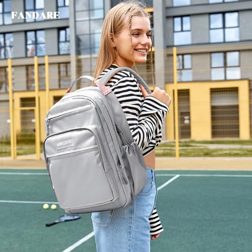 Casual Backpack Men Women 15.6 inch Laptop Daypacks Bag Rucksack for Hiking Camping Travel Outdoor Activities Waterproof PolyesterGrey Pink2