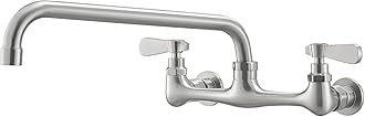 BWE Wall Mount Kitchen Faucets,8" Center Kitchen Sink Faucet with 10 Inch Swivel Spout,Two Handle Commercial Sink Faucet Mixer Tap,Brushed Nickel