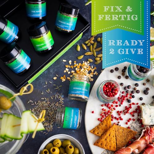 Foto von Hallingers Genuss Manufaktur Gin Botanicals Geschenkset – 5 Premium Botanicals & Gewürze zum Verfeinern von Gin in edler Geschenkbox, handgemacht, ideale Geschenkidee für Männer & Gin-Fans Weihnachten