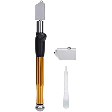 eZAKKA Glass Cutter, Professional Carbide Tungsten Glass Cutters Tools, Pencil Style Glass Cutting Tool for Tiles, Mosaic, Mirror, D KIT