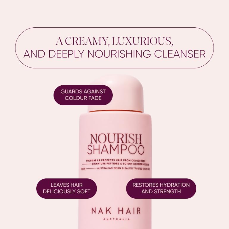 NAK Signature Nourish Shampoo 350ml - Color Safe & Moisturizing - Repairs, Hydrates & Strengthen Damaged Hair with Peptides & Coconut Oil - Vegan & Sulfate-Free - Image 2