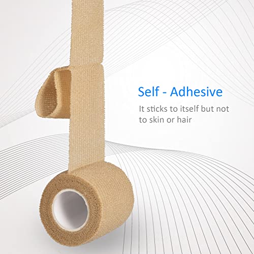 Cohesive Bandage Wrap 2" x 5 Yards, Self Adherent Vet Wrap 5CM x 4.5M Self Adhesive Bandage Tape for Wrist & Ankle Sprain Swelling Breathable Elastic Pet Bandage Grip Cover Skin Color (12 Roll) - Image 5