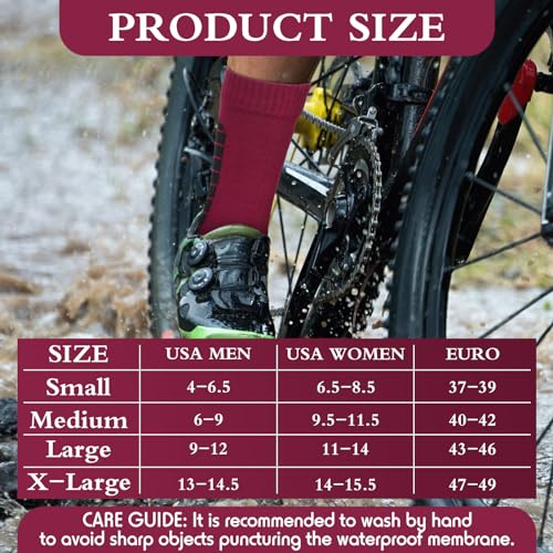 Image of Jeyiour 2 Pairs Waterproof Socks Unisex Waterproof Breathable Outdoor Skiing Hiking Wading Fishing Socks for Men Women