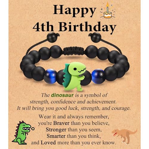 Leyung 4 Year Old Boy Birthday Gift, Dinosaur Birthday Decorations, Bracelet Gifts for 4 Year Old Boys Son Grandson Nephew Brother
