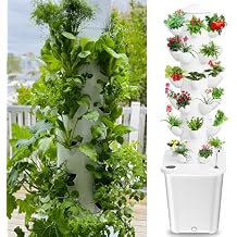 Hydroponic Growing Tower with 10L Tank, 6 Layers 30 Plants Indoor Hydroponics Growing System, Soilless Cultivation Herbs Fruits Vegetables Vertical Planter Tower Kit Black US Plug