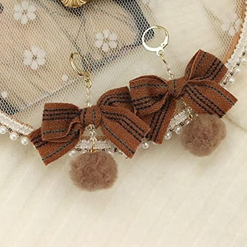 Fashion Earrings Women's Earrings Cute Rhinestone Ball Brown Bow Earrings Women's Festive Party Banquet Jewelry Dainty Earrings Fashion Accessories