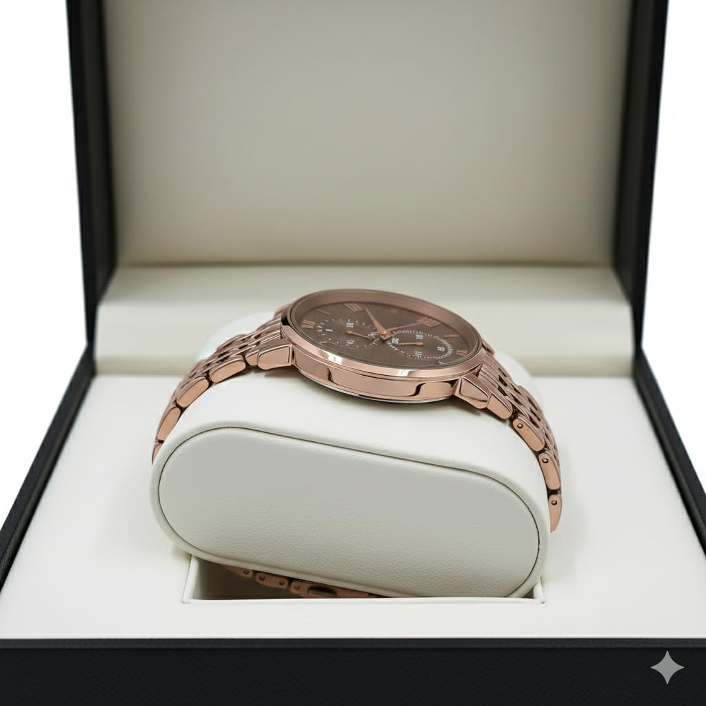 styledose Women's Luxury Black Analog Watch – Rose Gold Roman Numerals with Stylish Metal Chain Strap Wrist Watches for Women's & Girls&Miss&Ladies (Brown) 2
