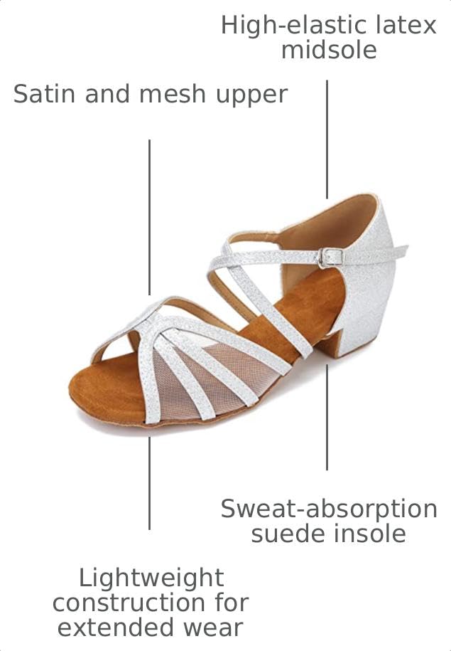 Image of Low Heel Ballroom Dance Shoes Women Latin Salsa Practice Dancing Shoes 1.5 Inch Heel ZB14