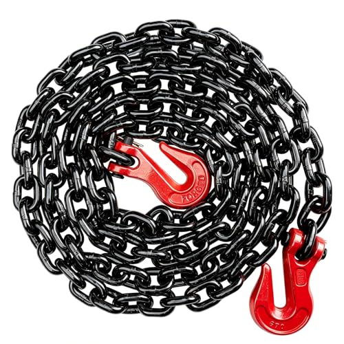 SALIFTFE 3/8 Chain Trailer Chains with Hooks, 7100 lbs Working Load, Grade 80 Tow Log Black E-Coat Chain for Truck Farm Construction (3/8 in x 16FT) by SALIFTFE - Used condition - US$46.28