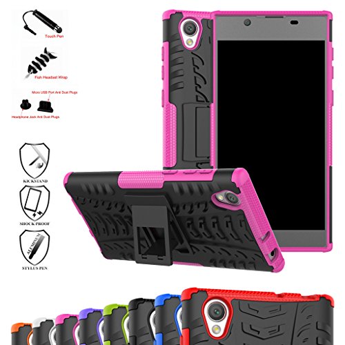 Sony Xperia L1 Case,Mama Mouth Shockproof Heavy Duty Combo Hybrid Rugged Dual Layer Grip Cover with Kickstand for Sony Xperia L1 (with 4 in 1 Packaged),Pink