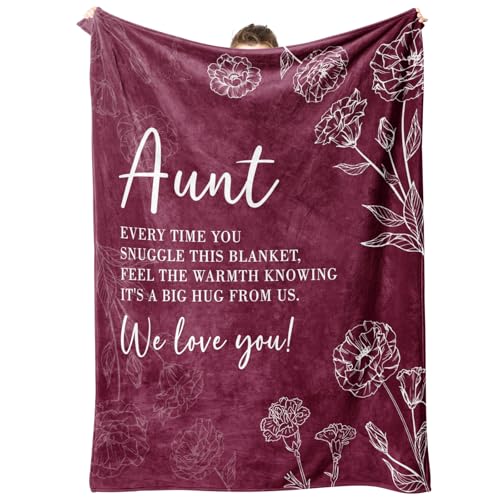GiltGlimmer Aunt Gifts, Aunt Birthday Gifts, Auntie Gift Ideas, Gifts for Aunts from Niece Nephew, to My Aunts Throw Blanket 50" x 60", Burgundy by GiltGlimmer - Used condition - US$16.94
